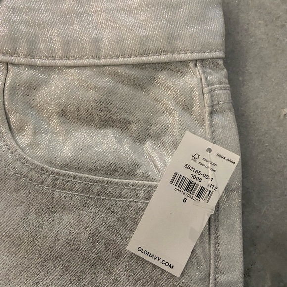 NWT Old Navy Size 6 Silver Shine Metallic Zip Stretch Denim A Line Mini Skirt - Picture 12 of 12